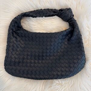 Urban Expressions Black Woven Faux Leather Handbag